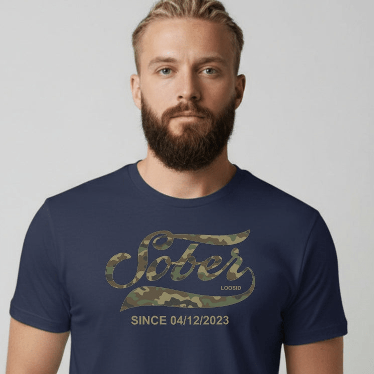 Sober T Shirt | Sober Since Camo Tee with Personalized Date