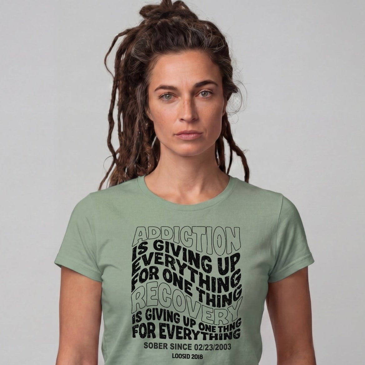 Sober T Shirt | Women's Addiction is Giving up T-Shirt with Personalized Date