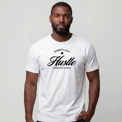 Hustle Men's Relaxed Sober T Shirt w/Personalize Sober Date