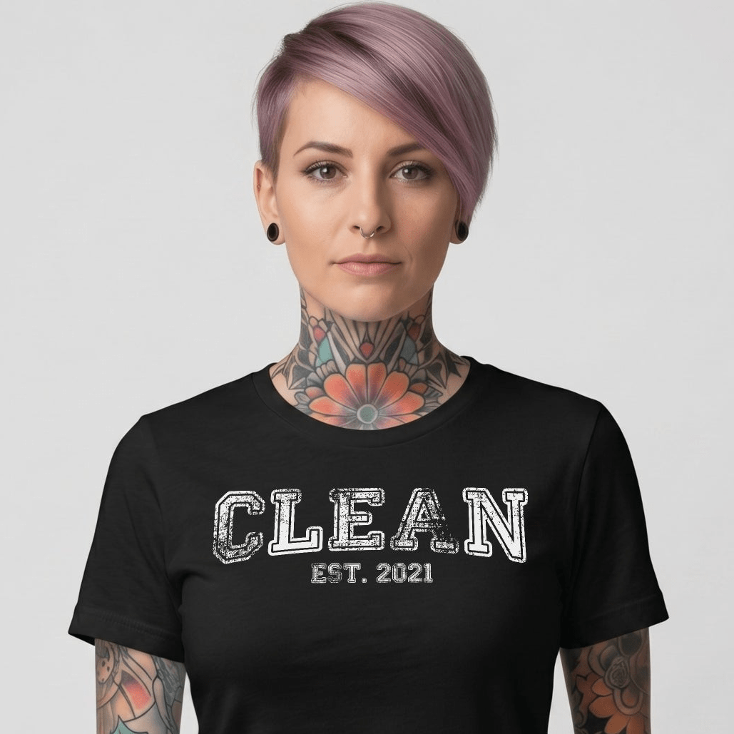 Clean T-Shirt | Women's Clean EST. Tee with Personalized Sobriety Date