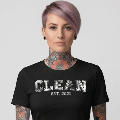 Clean T-Shirt | Women's Clean EST. Tee with Personalized Sobriety Date