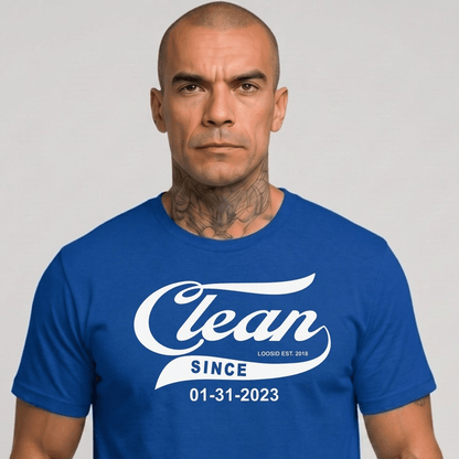 Clean Since Tee with Personalized Sobriety Date | Sober T Shirt