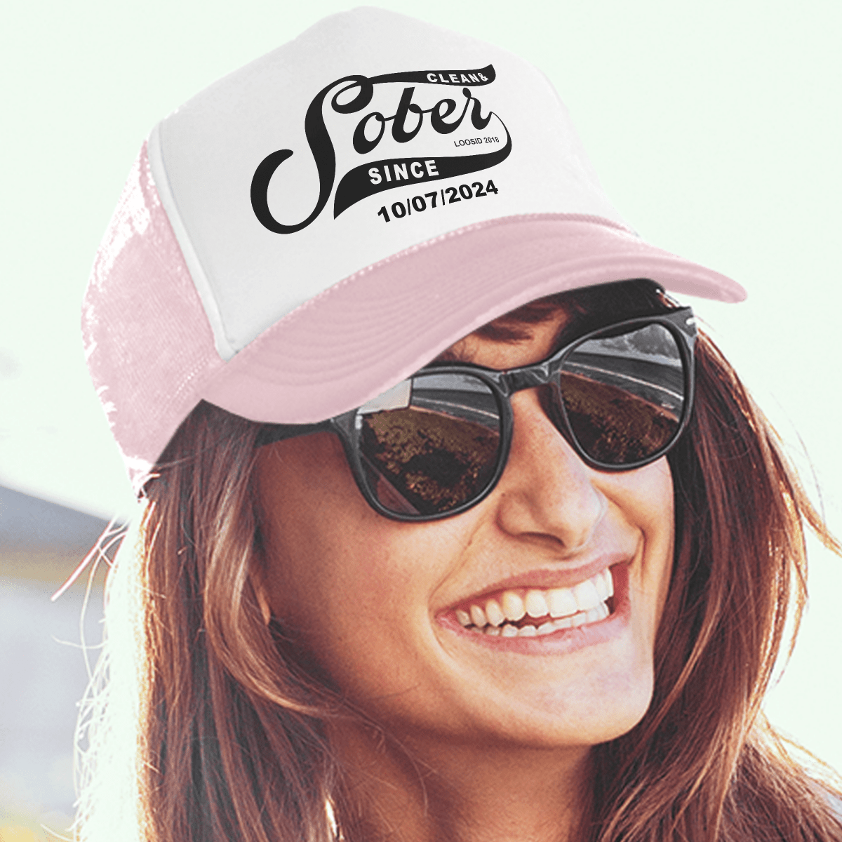 Sober Hat | Sober & Clean Since Trucker Hat with Personalized Date