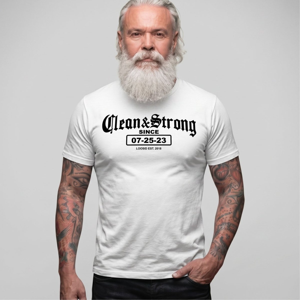 Recovery Date Men's Sobriety Sober T Shirt back view (view 7)