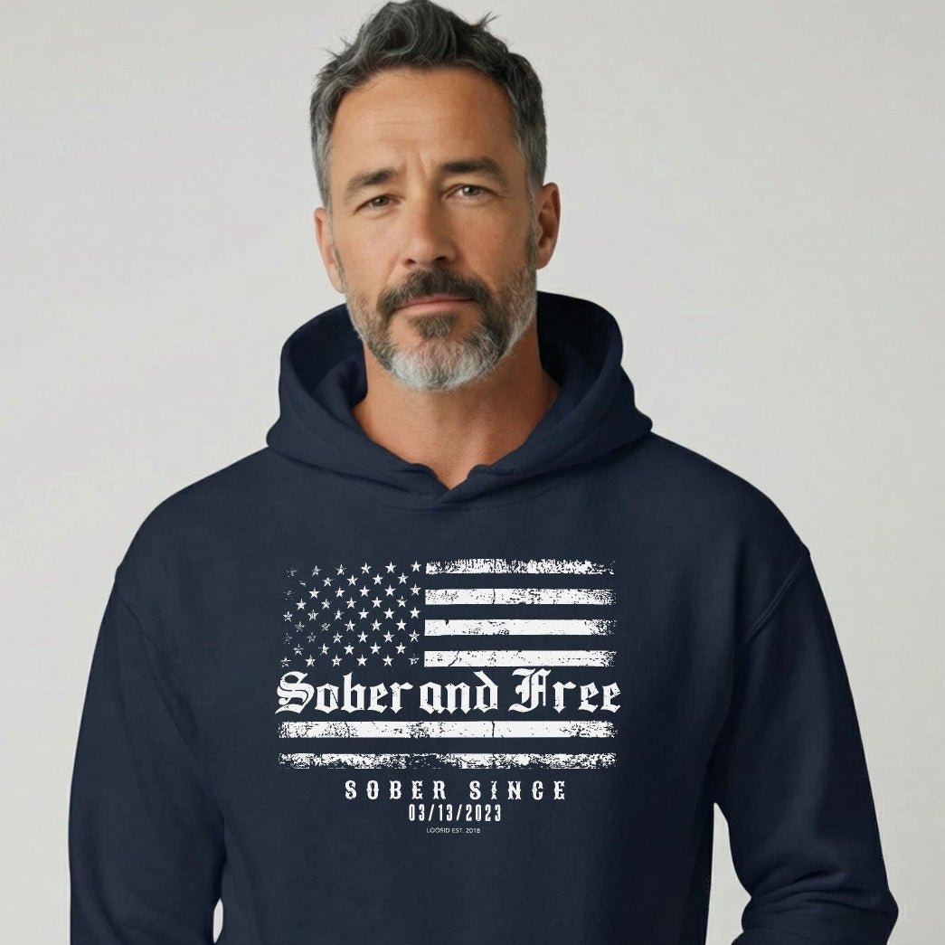 Recovery Hoodie | Sober and Free Custom Sobriety Date Hoodie