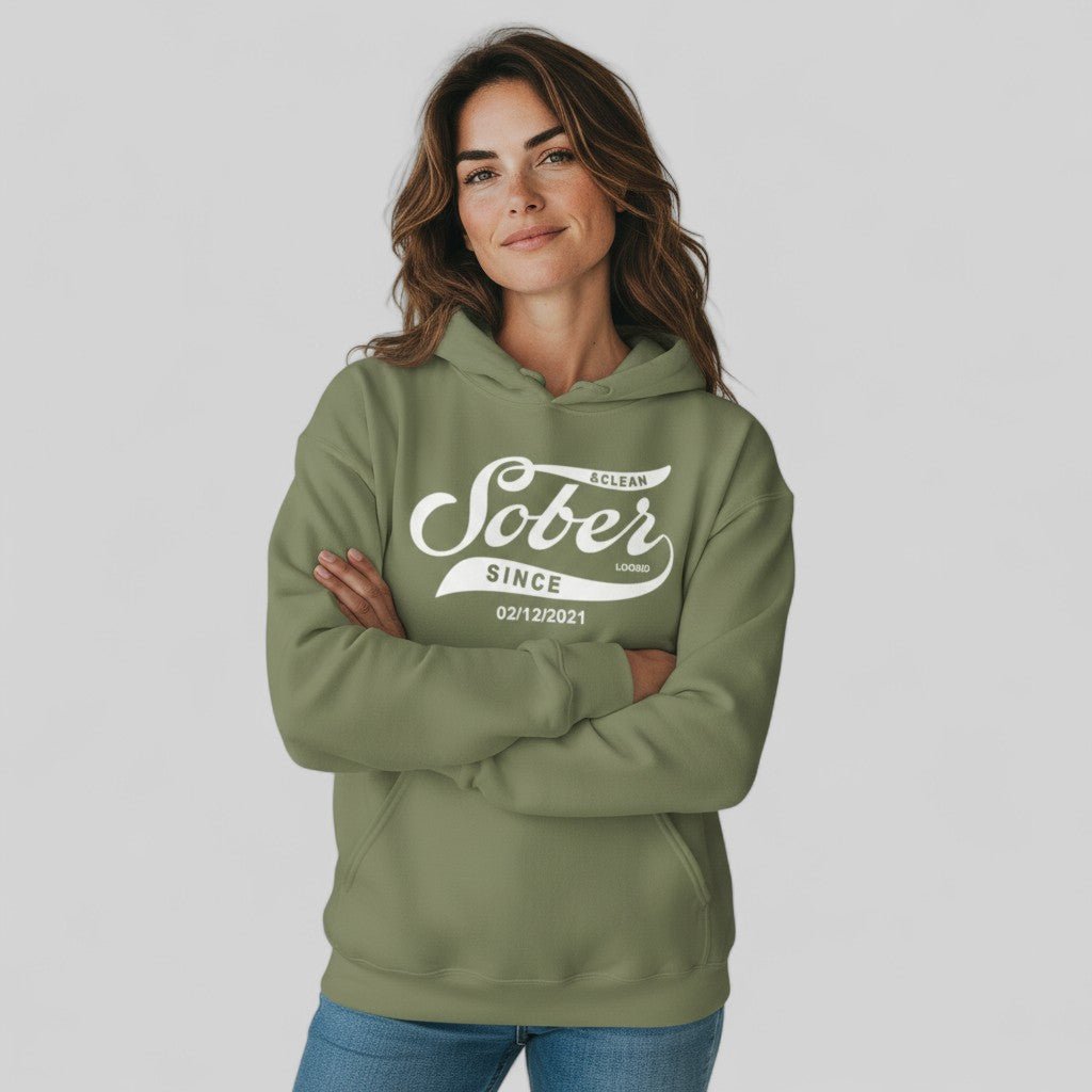 Recovery Hoodie | Women's Sober Since Hoodie with Custom Sober Date