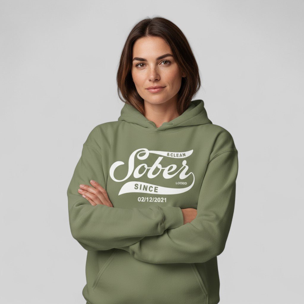Recovery Hoodie | Women's Sober Since Hoodie with Custom Sober Date