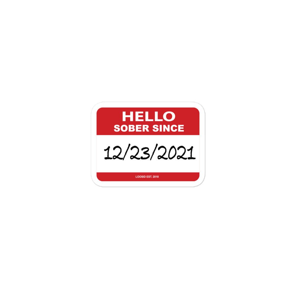 Hello Sober Sticker flat lay styled image (view 3)