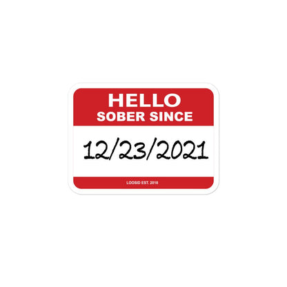 Hello Sober Sticker side view (view 6)