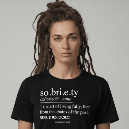 Sober T Shirt | Women's Sobriety Definition Tee with Custom Sober Date