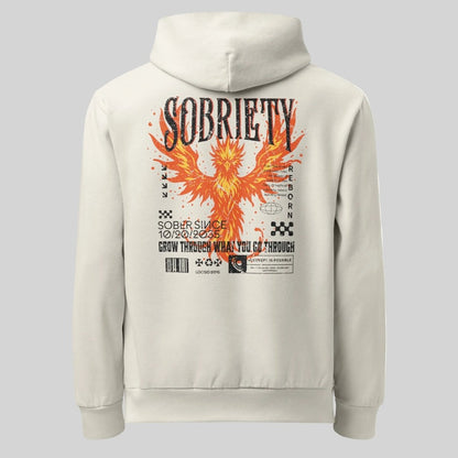 Back of Phoenix Reborn Sober Hoodie - Cream