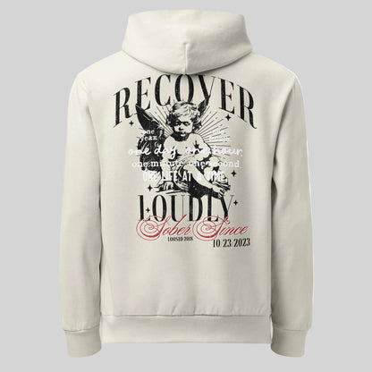 Back of Recovery Loudly Sober Hoodie - Cream