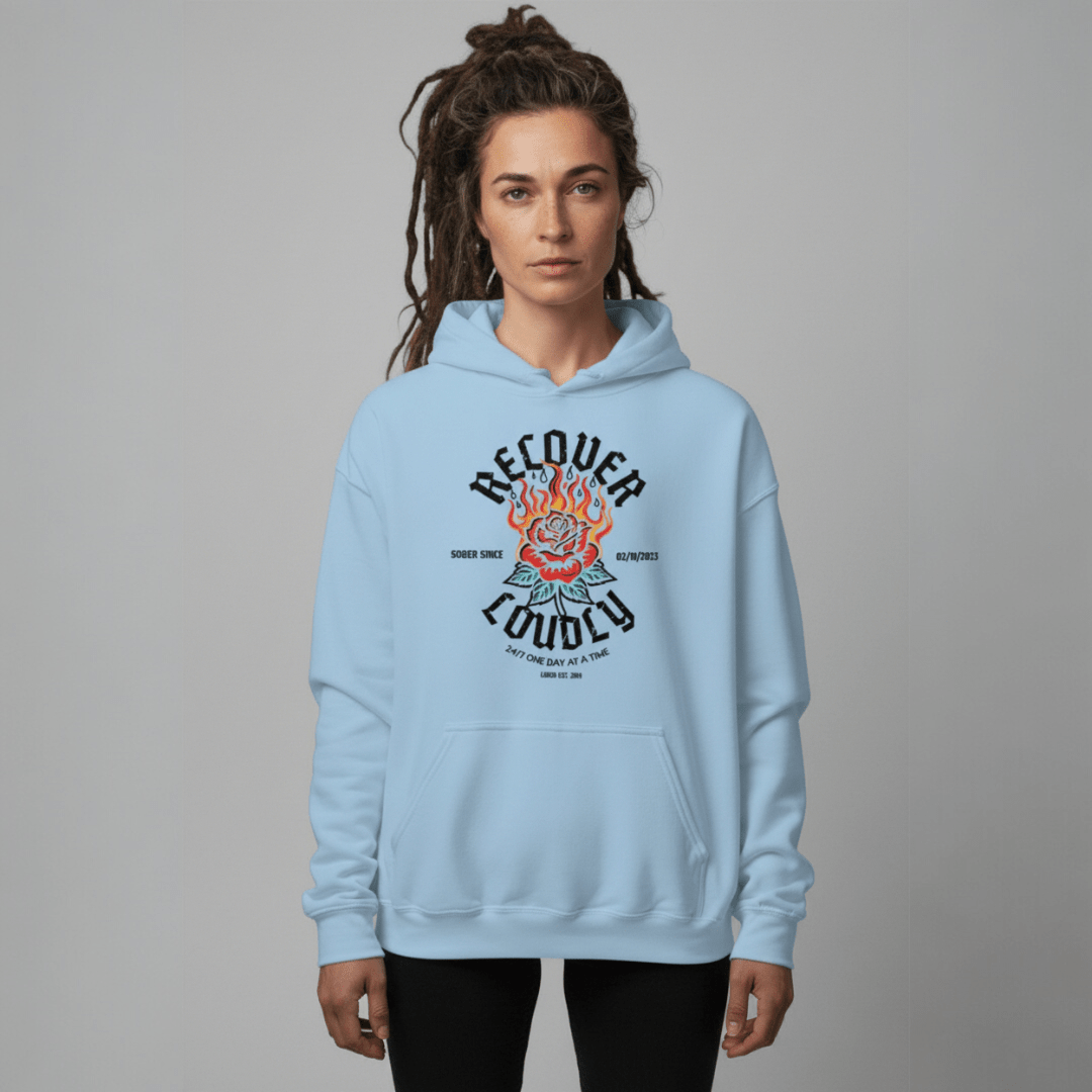 Recovery Hoodie | Recover Loudly Custom Sobriety Date Unisex Hoodie