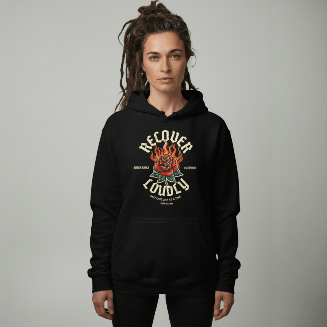 Recovery Hoodie | Recover Loudly Custom Sobriety Date Unisex Hoodie