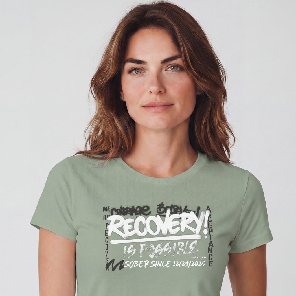 Sober T Shirt | Women's Recovery Is Possible Tee with Personalized Sobriety Date