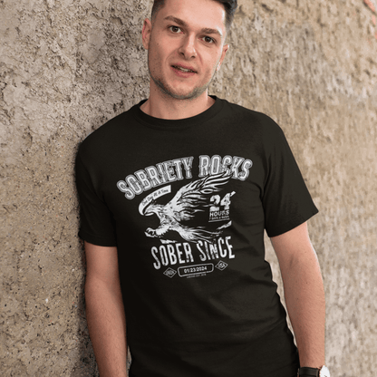 Sobriety Rocks – Sober Since Tee with Custom Sobriety Date