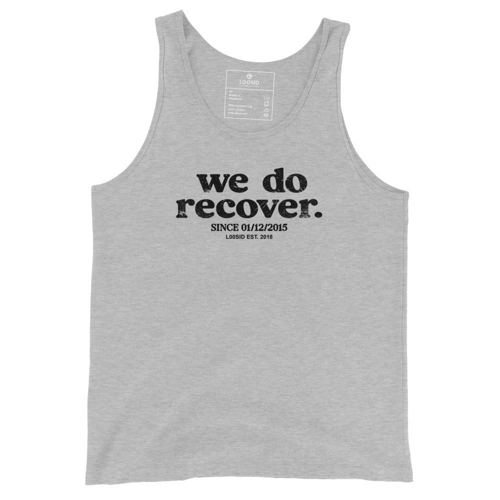 We Do Recover Sober Tank Top flat lay styled image (view 3)