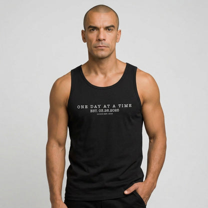 One Day At a Time Sober Tank Top graphic detail (view 4)