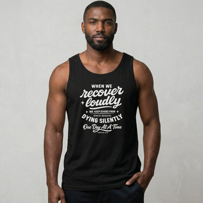 When We Recover Loudly Sober Tank Top back view (view 7)