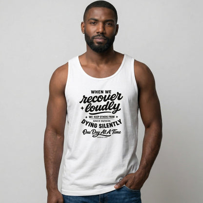 When We Recover Loudly Sober Tank Top graphic detail (view 4)