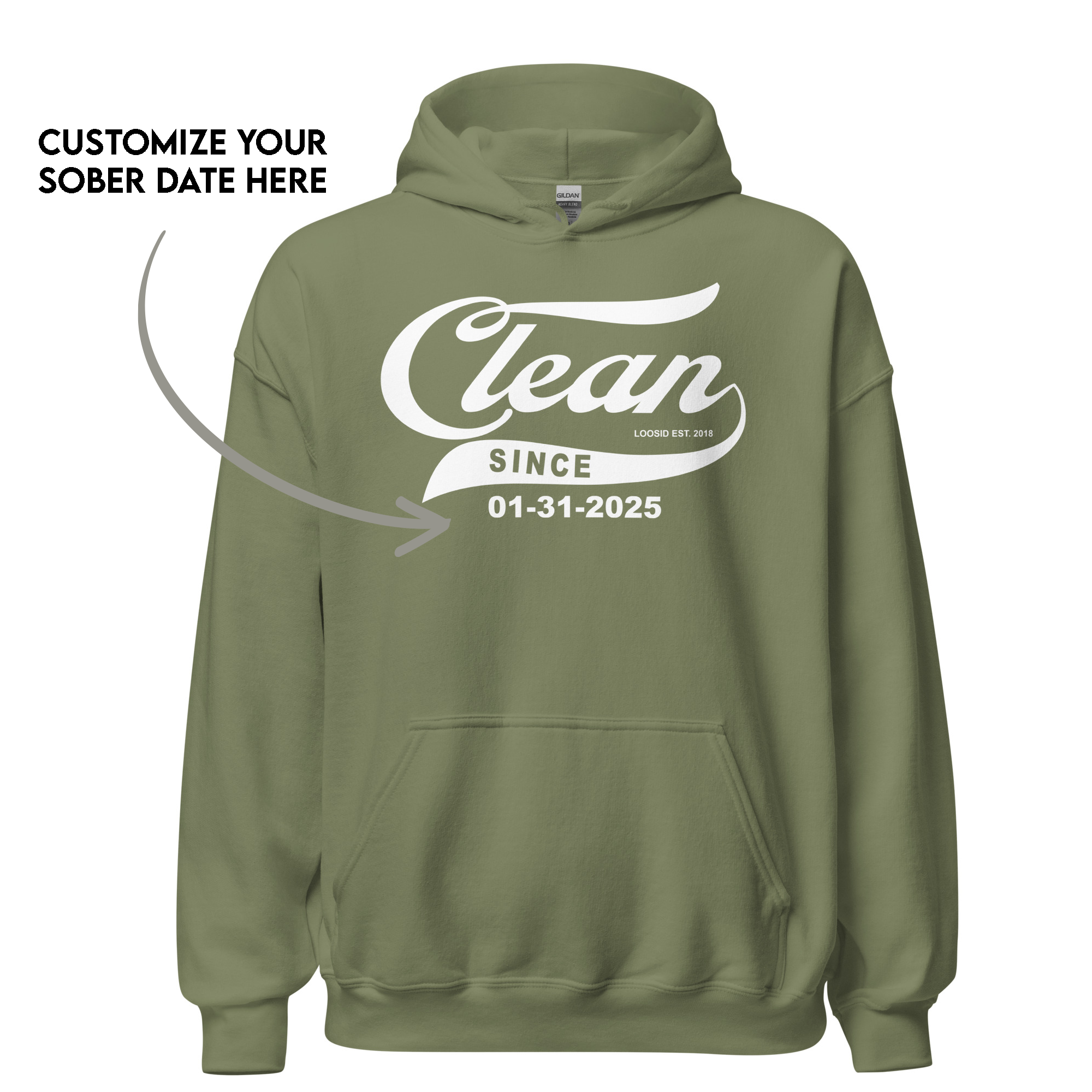 Women’s Clean Since Hoodie w/ Personalized Sobriety Date