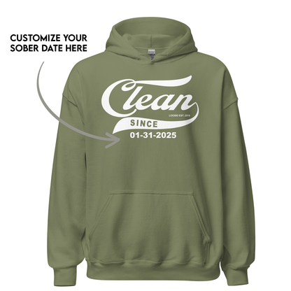 Women’s Clean Since Hoodie w/ Personalized Sobriety Date
