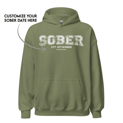 Sober Collegiate Hoodie W/ Personalize Sobriety Date