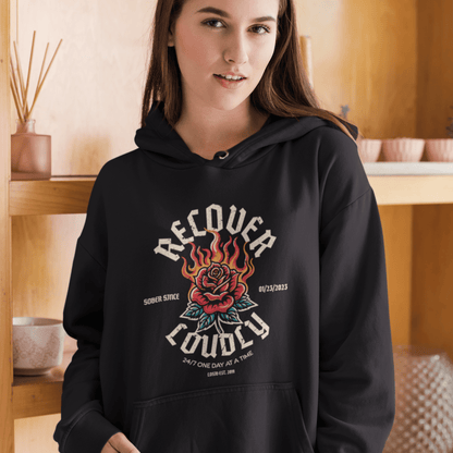 Recovery Hoodie with custom sobriety date design