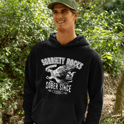 Sobriety Rocks | Men's Sober Since Hoodie with Custom Sobriety Date
