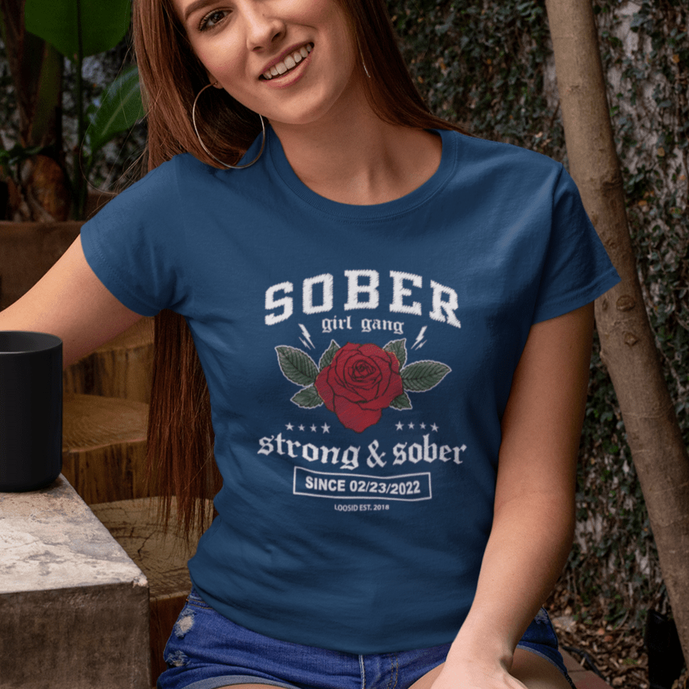 SOBER Girl Gang – Strong & Sober T-Shirt with Custom Sobriety Date