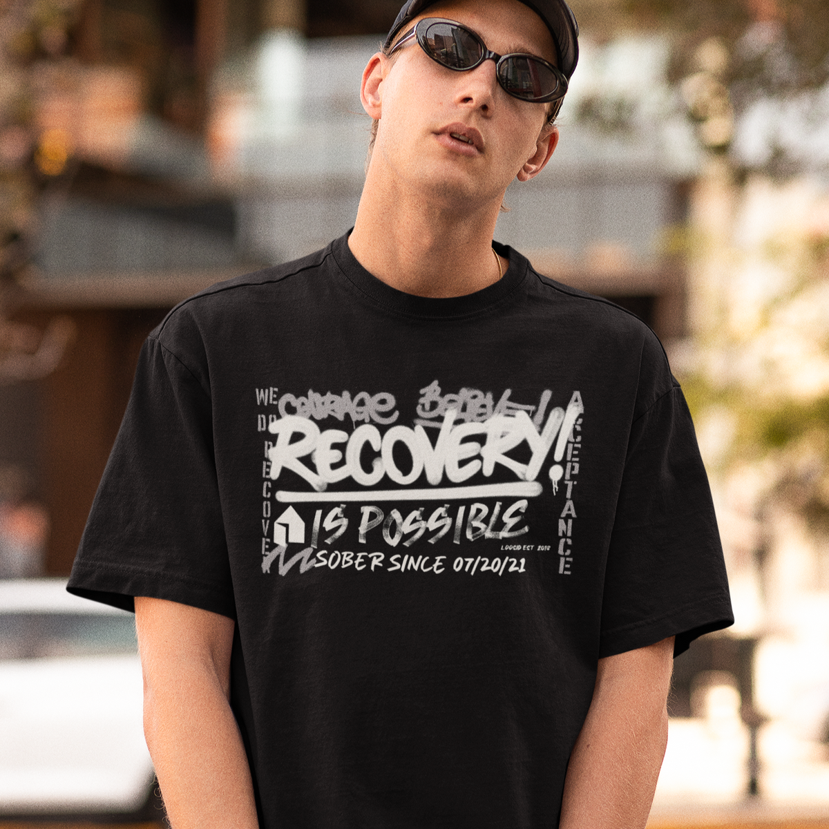 Mar Men's Recovery Is Possible T-Shirt w/ Personalized Sober Date