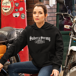 Women's Old School Sober Hoodie w/ Personalized Sobriety Date