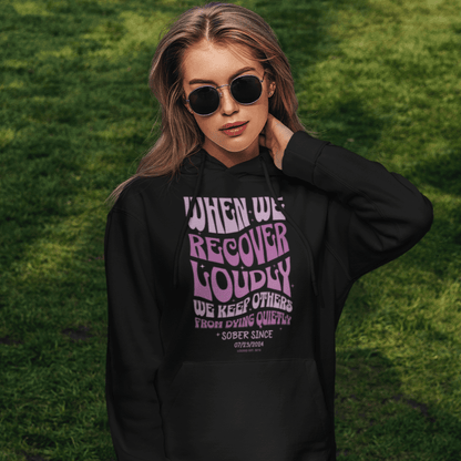Recovery Hoodie with custom sobriety date design