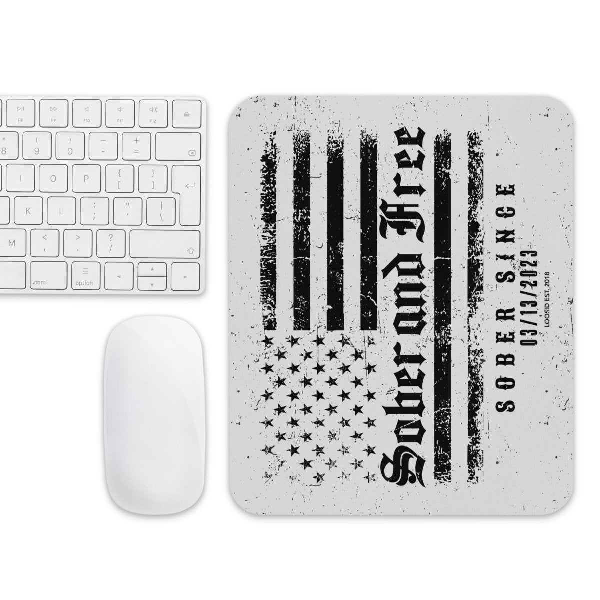 Loosid Sober and Free Recovery Mouse Pad featuring the design