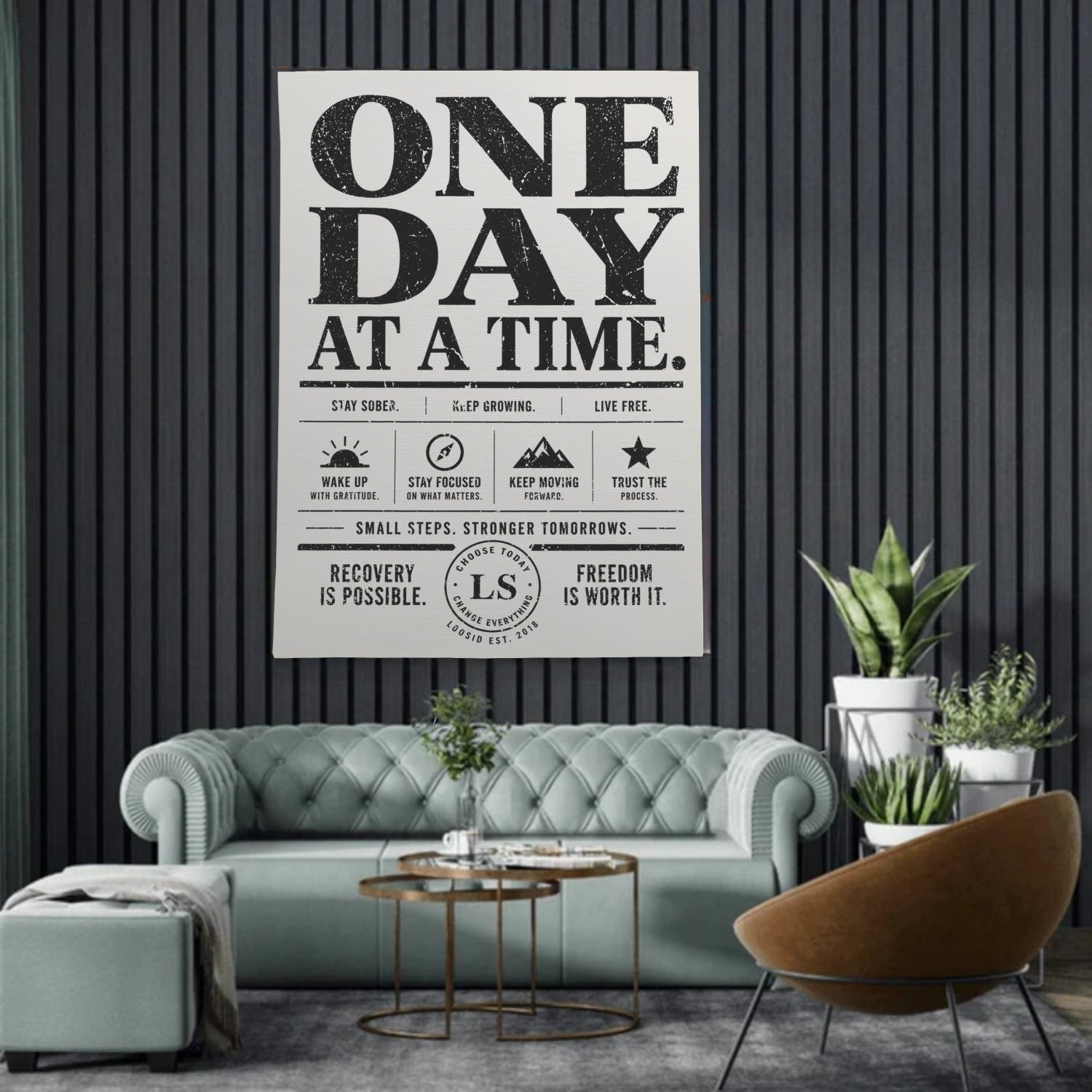 Sobriety Art | One Day At A Time Canvas Wall Art