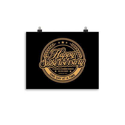Loosid Happy Soberversary Shield Black Paper Sobriety Art featuring the design