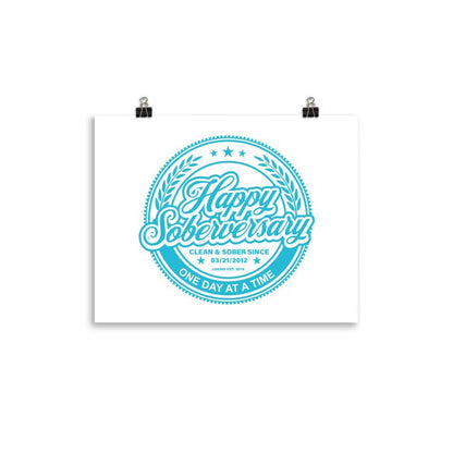 Loosid Happy Soberversary Shield Lt. Blue Paper Sobriety Art featuring the design