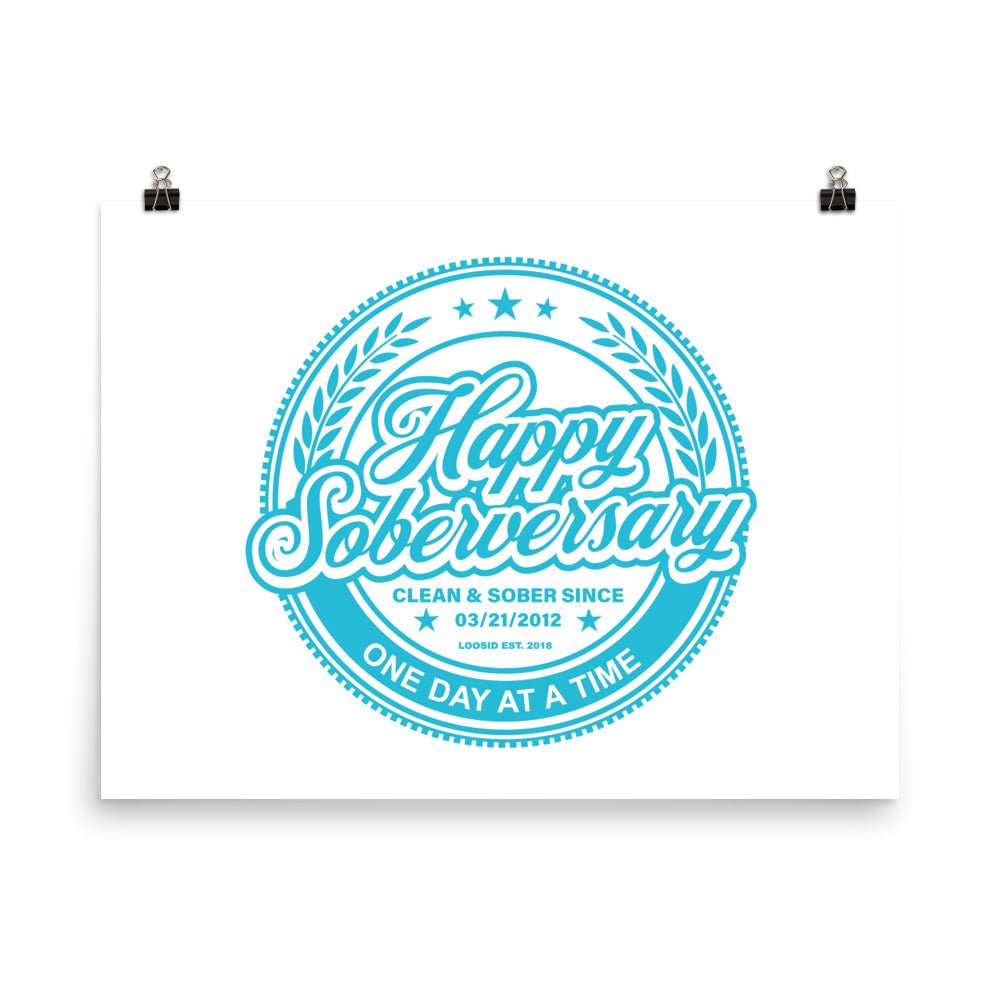 Happy Soberversary Shield Lt. Blue Paper Sobriety Art graphic detail (view 4)