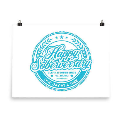 Happy Soberversary Shield Lt. Blue Paper Sobriety Art graphic detail (view 4)