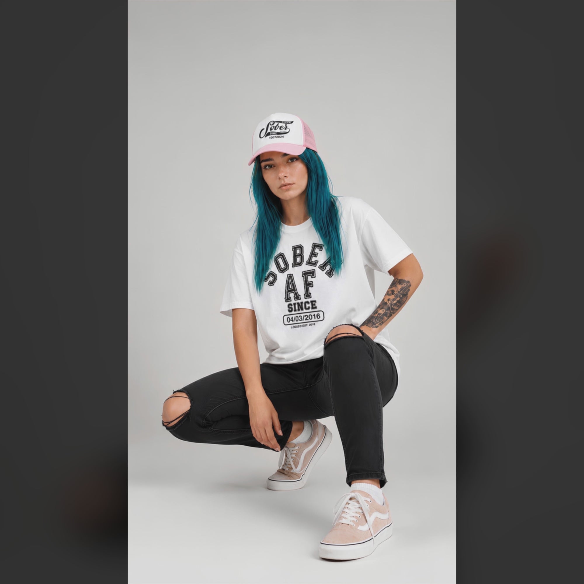 Sobriety Hat | Women's Sober AF Floral Trucker