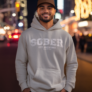 Sober Collegiate Hoodie W/ Personalize Sobriety Date