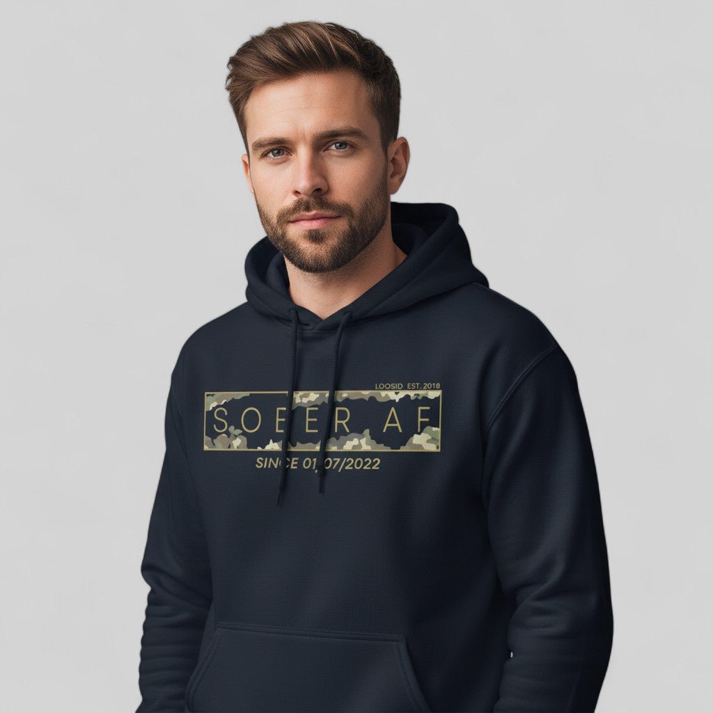 Recovery Hoodie | Men's Sober AF Camo Hoodie with Custom Sober Date