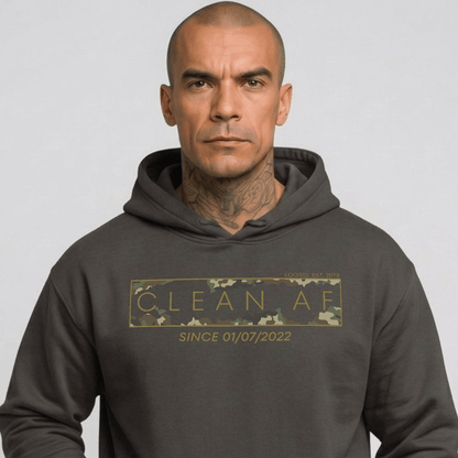 Clean AF Camo Recovery Hoodie fit detail (view 9)