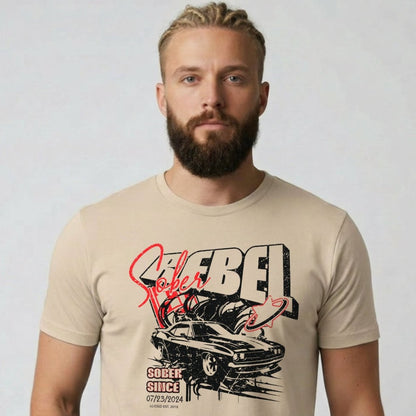 Men's Sober Rebel T-shirt with Custom Sobriety Date