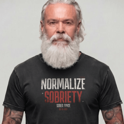 Sober T Shirt | Men's Washed Normalize Sobriety Garment-Dyed Tee