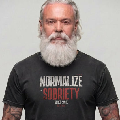 Sober T Shirt | Men's Washed Normalize Sobriety Garment-Dyed Tee