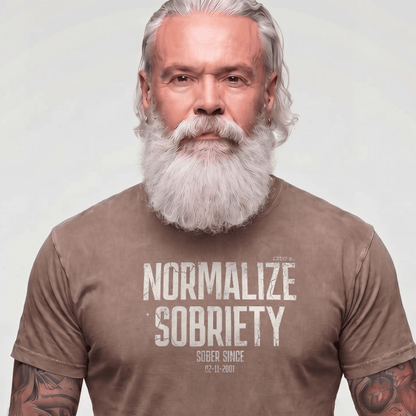 Sober T Shirt | Men's Washed Normalize Sobriety Garment-Dyed Tee