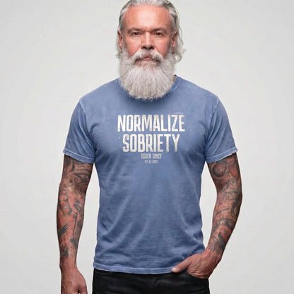 Sober T Shirt | Men's Washed Normalize Sobriety Garment-Dyed Tee