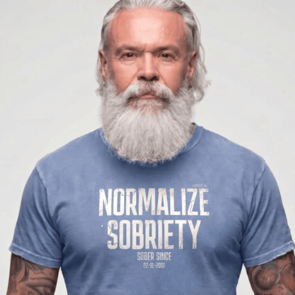 Sober T Shirt | Men's Washed Normalize Sobriety Garment-Dyed Tee