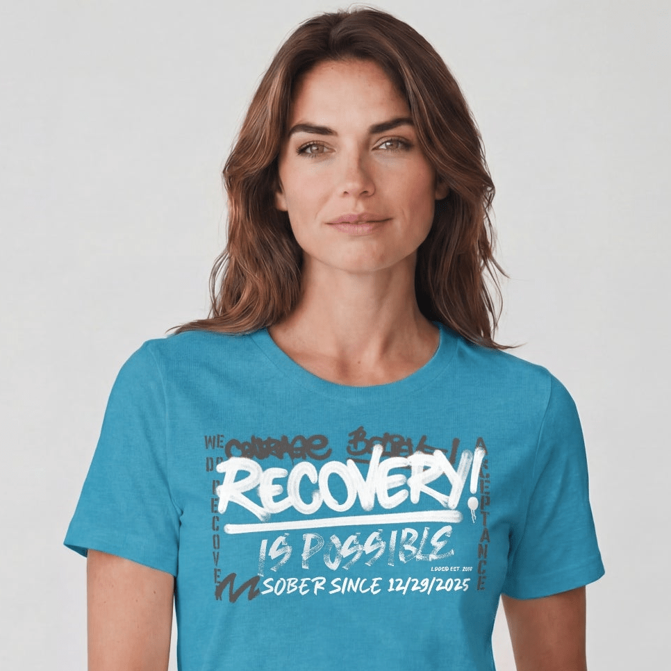 Sober T Shirt | Women's Recovery Is Possible Tee with Personalized Sobriety Date